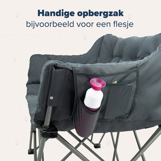 TRVLMORE Campingstoel - 2 Personen - Opvouwbaar - Incl. Draagtas - Kampeerstoel - 240 kg draagvermogen - Grijs