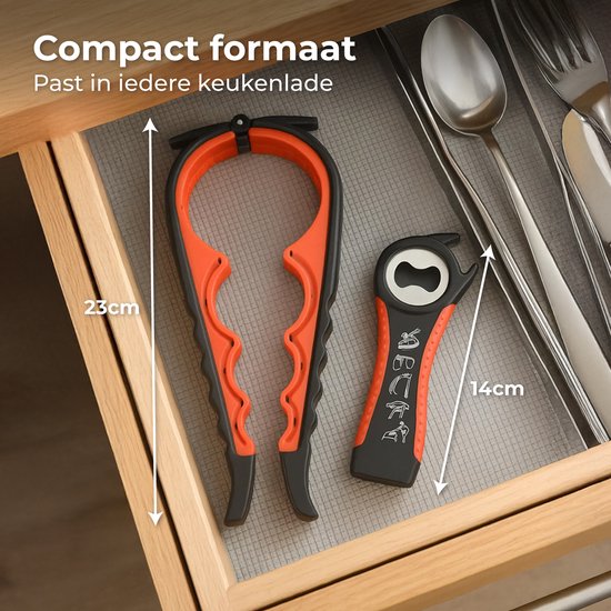 Nuvance Blikopener - 10 in 1 - Flesopener - Potopener - Bieropener - Keukenhulp - Opener - Rood