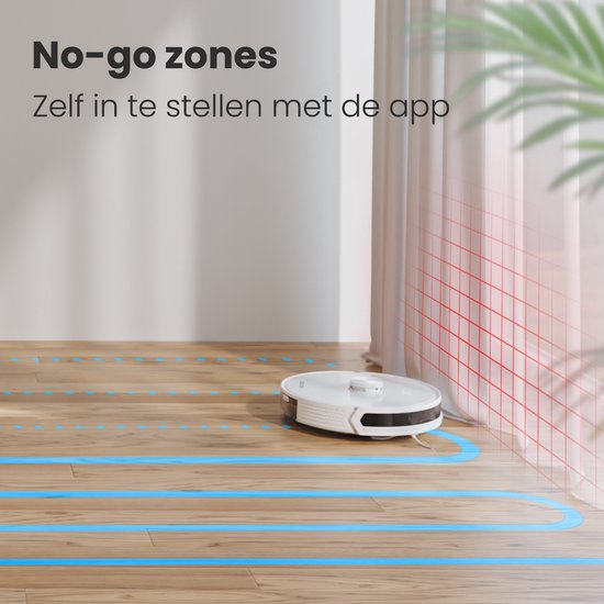 Auronic Robotstofzuiger - Met Dweilfunctie - WiFi en App - Laadstation - Huisdieren - Dweilrobot - Laser Navigatie - Automatisch Leegstation - Wit