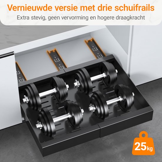Posity Schuiflade – Keukenkast Organizer – Gootsteenkast/Lade Organizer - binnenlade keuken – Uittrekbaar en Verstelbaar (43-67 cm) – Telescopisch – Zwart