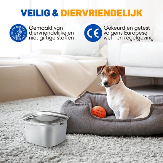 Vulpes Goods® Drinkbak Hond - Waterbak voor Honden - Anti Knoei - Vermindert slobberen - RVS - Onderweg - 3L