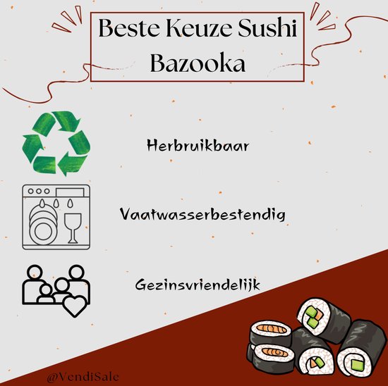 Sushi Set XXL - Sushimaker - Sushi Bazooka Set - Zwart