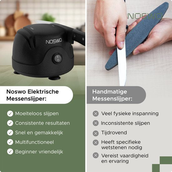 Noswo Elektrische Messenslijper - Multifunctioneel - Geschikt voor Messen, Schroevendraaiers en Scharen - Anti Slip - Zwart