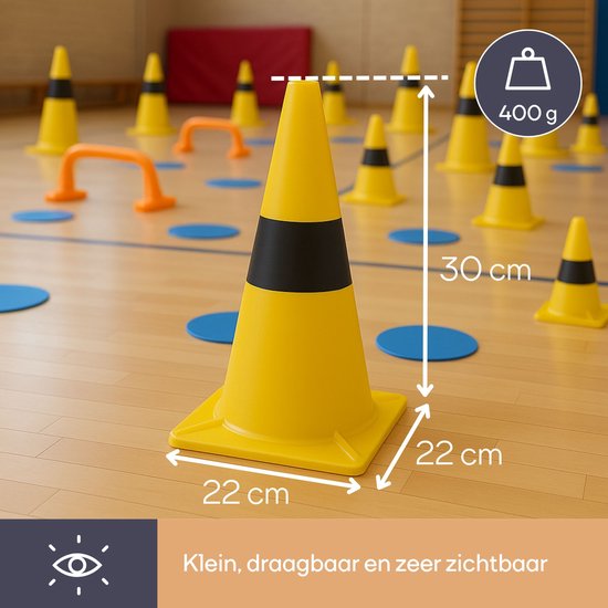 Perel Afzetkegel, voor het afbakenen van zones, zwart/geel, recreatief gebruik, 30 cm