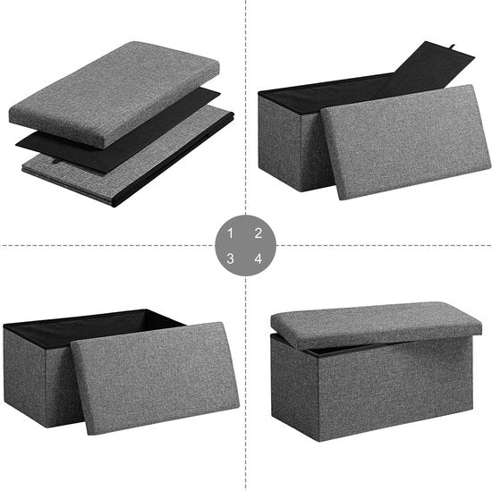 Casaria Opbergbank - 80x40x40cm 100L – Donkergrijs