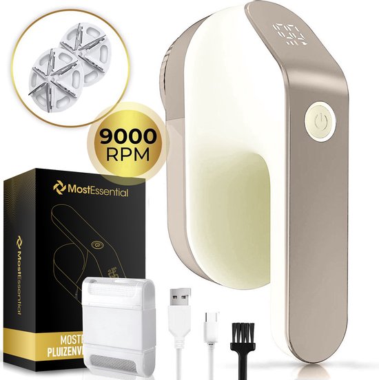 MostEssential Premium Elektrische Pluizenverwijderaar FL777 – Pluizentondeuse - USB-C Snellaadfunctie - Draadloos - 2000 mAh Batterij - PRO Edition