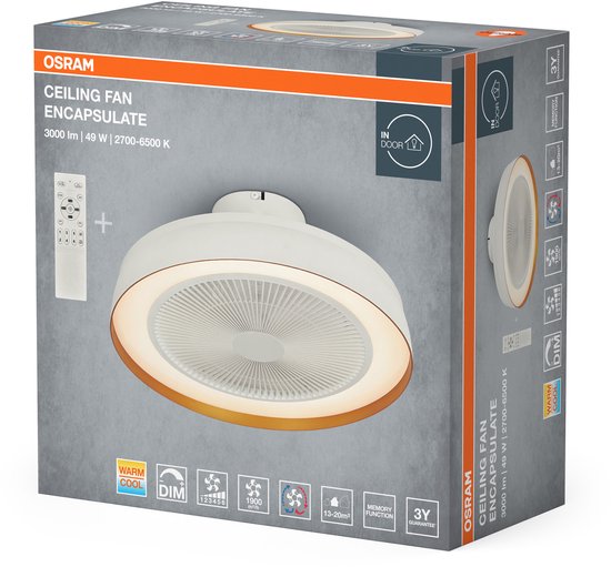 OSRAM HOMELIGHTING Plafondventilator Compact 480 49W Wit Plafondventilator 49 W