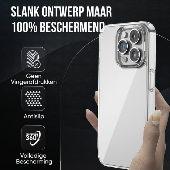 Telefoonhoesje Doorzichtig Geschikt voor Iphone 15 Pro Hoesje Transparant Met Screenprotector Beschermglas