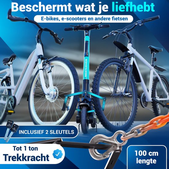 Nextcover Vouwslot 100cm FoldBasic| Fietsslot met Twee Sleutels | Fiets Slot met Houder | Slot voor Fietsen, E-Bikes, E-Scooter | SteelSecure-Technologie 3.0