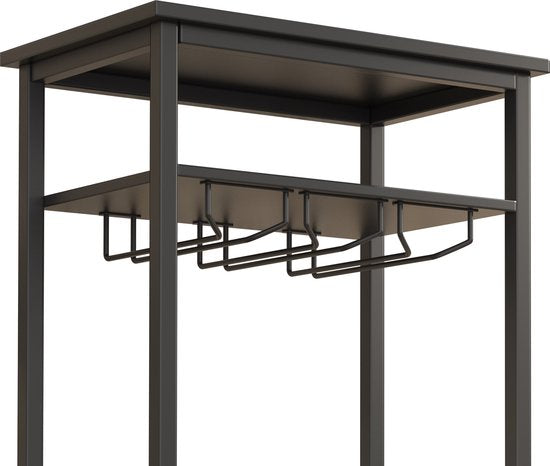 Wijnrek industrieel design wijnkast zwart - rek voor opbergen 20 flessen met glashouder - 50 x 32 x 100 cm