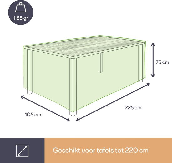 Perel Buitenhoes voor tafel tot 220 cm, grijs, rechthoekig, 225 cm x 105 cm x 75 cm