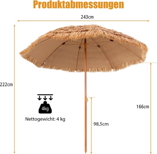 Coast Strandparasol Hawaï Stijl - 243 cm