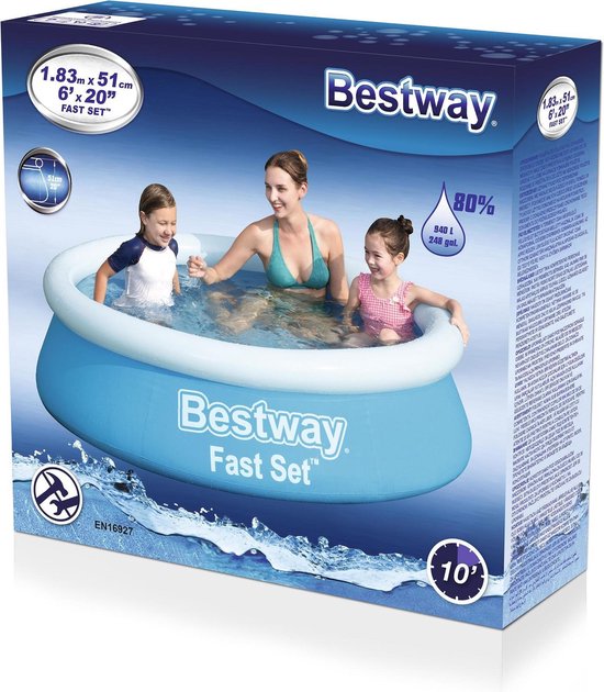 Bestway Kinderzwembad - Ø 183 cm - Model 57392 - Opblaasbare Rand