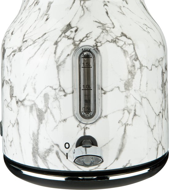 Marble Waterkoker retro - Marmerprint - Snoerloos te gebruiken - Metaal - antikalk waterfilter - ruime 1.7L inhoud voor 8 koppen thee - BPA vrij