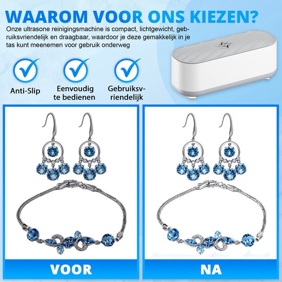K&L - Ultrasoon Reiniger - Reinigingsapparaat voor Sieraden en Brillen - Ultrasone - Ultrasonic Cleaner - 300ml