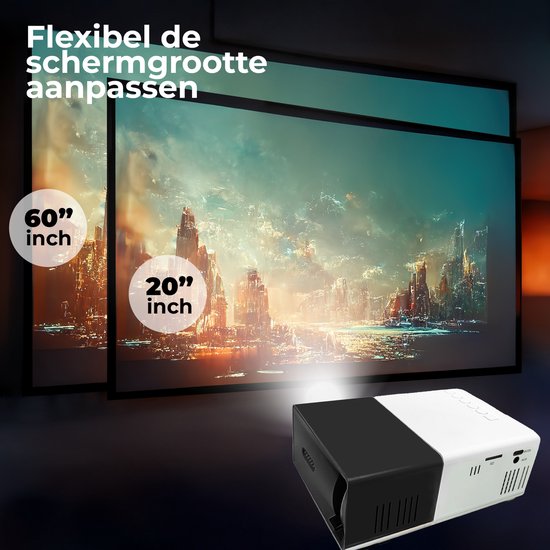 Denver Mini Beamer Full HD - Streamen vanaf je telefoon (USB-C) - Mini Projector - Incl. Afstandsbediening - HDMI/AUX/USB-C - PR800