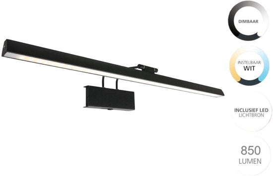Steinhauer Litho LED - Wandlamp Modern - Zwart - H:9.4cm - Universeel - Voor Binnen - Metaal - Wandlampen - Slaapkamer - Woonkamer