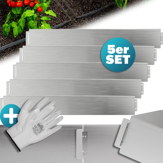 Gardebruk Borderrand - 5m100x14cm Gegalvaniseerd Staal - Zilver