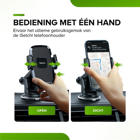 iSetchi Telefoonhouder - Auto - Extra Sterke Zuignap - 3-in-1