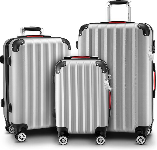 MONZANA Kofferset - Koffer M L XL 3-delig Hardcase Handbagage - Zilver