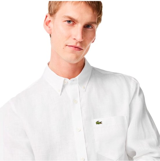 Lacoste Woven Overhemd Heren - Wit - Maat 46