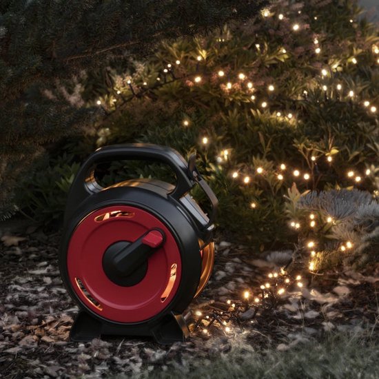 Cluster Lichtsnoer op kabelhaspel voor buiten - 800 LEDs - 2100K Amber - IP44 - 18 meter – Kerstverlichting