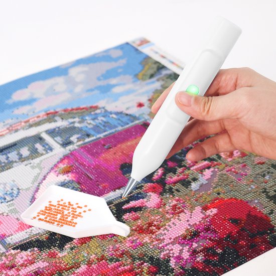 Rubye® – Elektrische Diamond Painting Pen – Met Vacuümtechniek – Oplaadbaar via USB-C – Comfortabel in Gebruik – Voor Ronde en Vierkante Steentjes – Wit