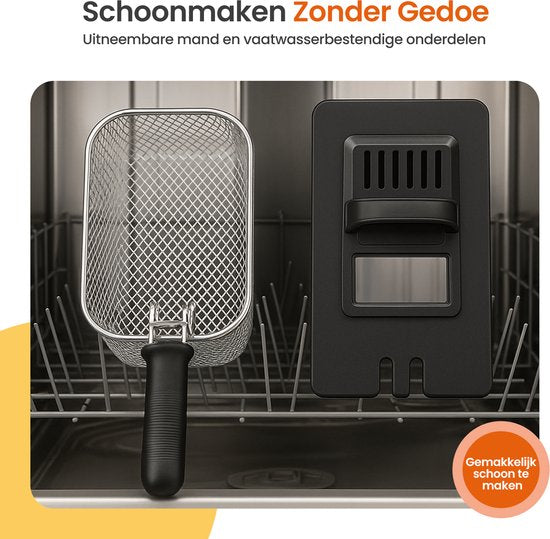 Goliving Frituurpan 3L - Friteuse - Glazen Kijkvenster - Tot 190°C - 2000W - RVS - Zwart