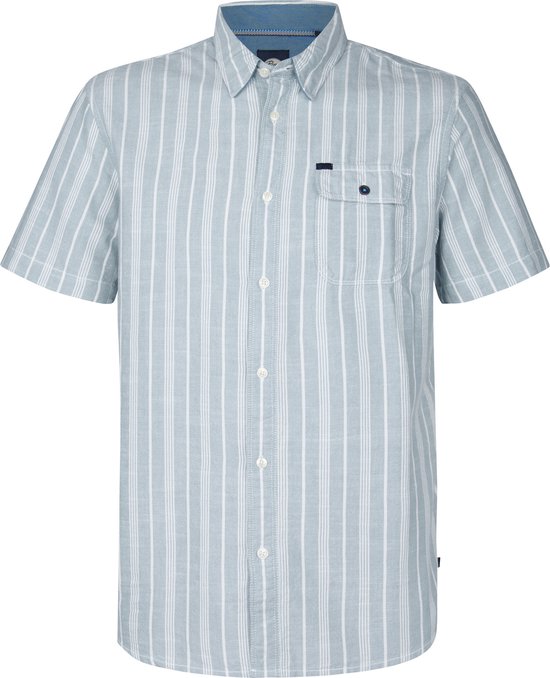 Petrol Industries - Heren Gestreept Overhemd Turtlevista - Blauw - Maat M