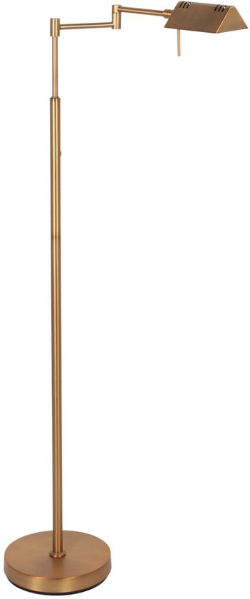 Vloerlamp GlowGo 4603BR - Bronzen klassieke vloerlamp van Mexlite met geïntegreerde accu, verstelbare arm en dimmer, hoogte 125 cm