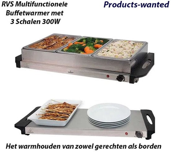 Excellent Electrics - Elektrische 2 in 1 RVS Buffetwarmer (300W)