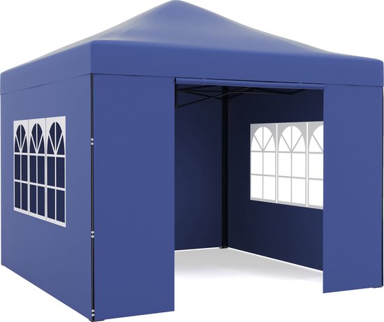 Niceey Partytent - EasyUp - Opvouwbaar - Waterdicht - Met Draagtas met wielen - 300 x 300 cm - Donkerblauw