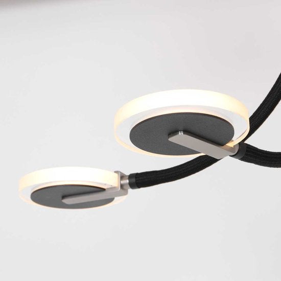 Plafondlamp Turound 3375ZW – Zwarte design lamp met glas, 91,5 cm, draaibaar en kantelbaar, Steinhauer, LED, dimbaar, 5000 lumen