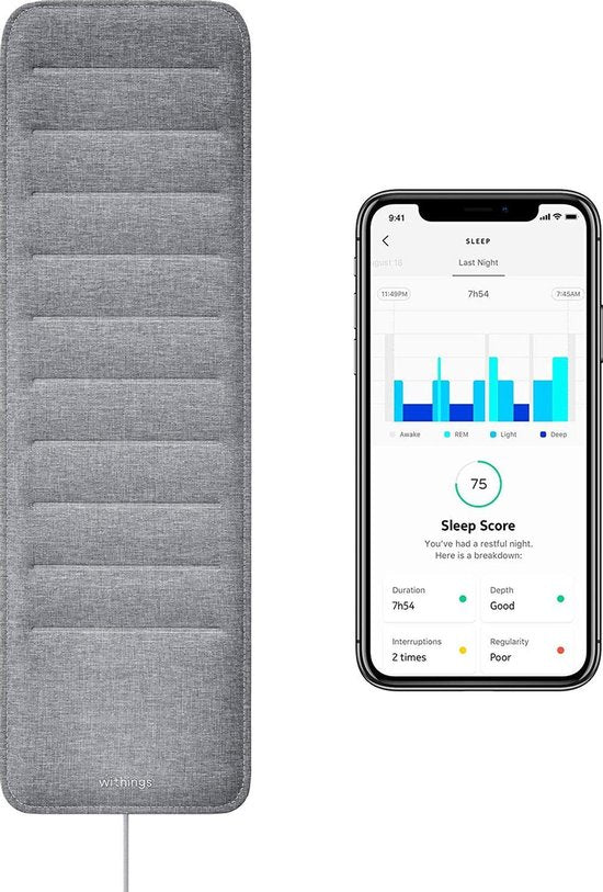 Withings Sleep Analyzer - Detectie van slaapapneu - snurkdetectie - slaapanalyse - hartslagmonitoring