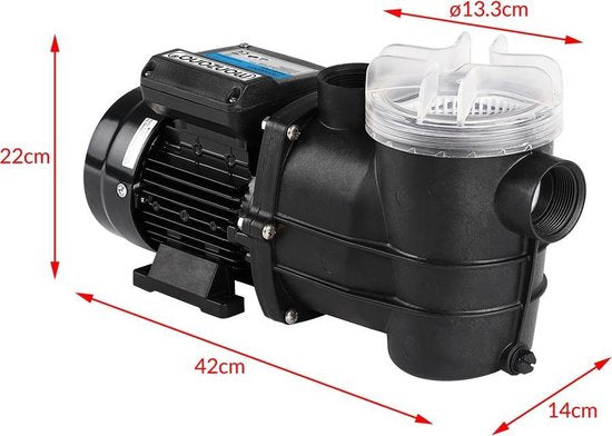 Monzana Filterpomp + Voorfilter - 10.980 l/u 450 W IPX5 – Zwart