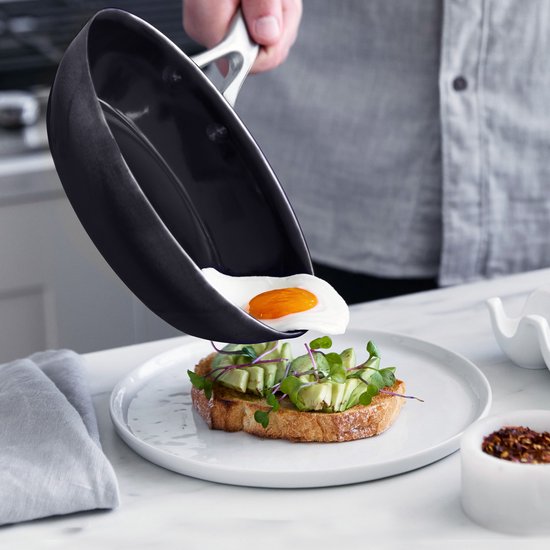 Greenpan Omega keramische inductie koekenpan met deksel 30cm - PFAS-vrij - Inductie pan - Inductie koekenpanpan - Vaatwasserbestendig - Ovenbestendig tot 200°C - Krasbestendig - Stapelbaar - Aluminium - Zwart