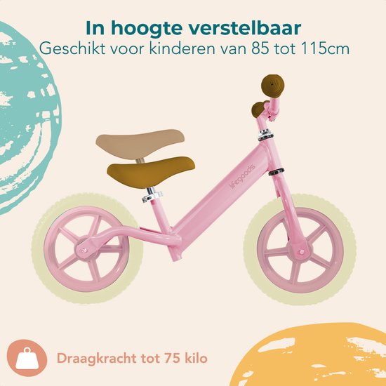 LifeGoods Loopfiets - 2-5 jaar - Jongens en Meisjes - Balance Bike - Roze
