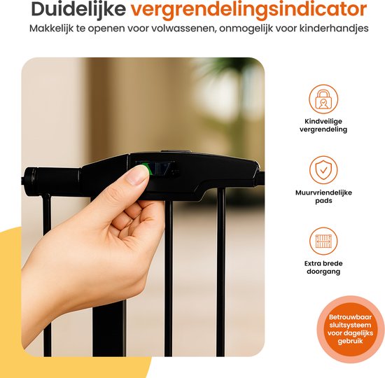 Goliving Traphekje Zonder Boren - 2 stuks - 75 t/m 103 cm - Klembevestiging - Klemmodel - Uitbreidbaar - Metaal - Kinderhekje - Hondenhek - Zwart