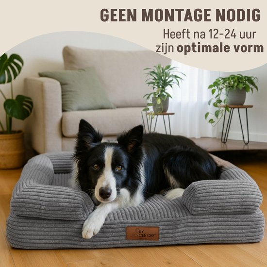 By Cee Cee Orthopedische Hondenmand – Orthopedisch Hondenkussen – Hondenbed – Ribstof - Voor Middelgrote Honden - Grijs - 108x81cm - Luca