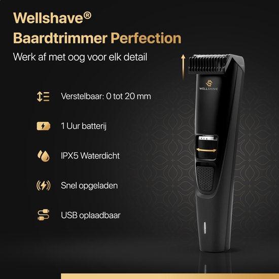 Wellshave Baardtrimmer Mannen Perfection - Trimmer voor mannen - Trimmer Baard en Lichaam - Haartrimmer mannen