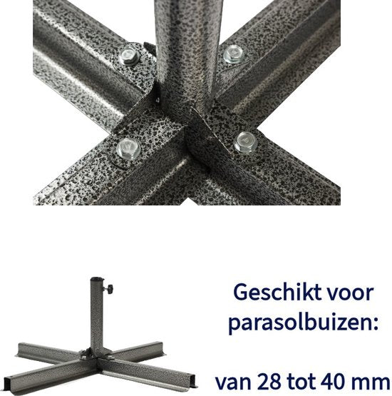 Ceruzo Parasolvoet Metaal - Kruisvoet standaard-80x80 -geschikt voor parasolbuis 28 tot 40 mm