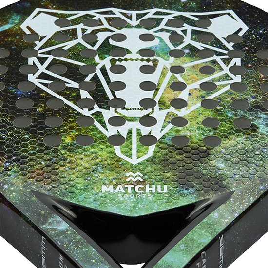 Matchu Sports - Padel Racket - Bear - Padel - Padelrackets - Rond - Carbon - Groen - Inclusief padel tas - padeltas