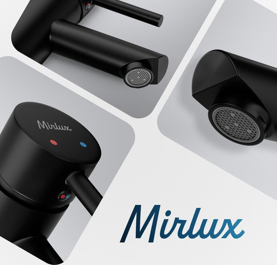 Mirlux Wastafel Kraan Zwart - Wastafel Mengkraan Badkamer - Wastafelkraan - Fonteinkraan / WC Kraan - Kraantje - Koudwaterkraan & Warmwaterkraan - Toiletkraan Koud Water & Warm Water