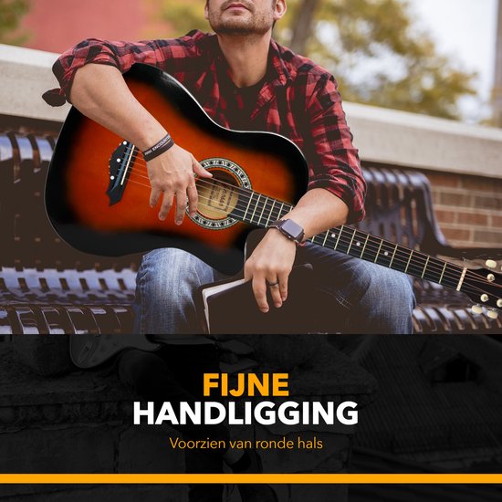Finesse Akoestische Gitaar - met Videocursus - Western Gitaar - Gitaar Kind & Volwassenen - Sunburst