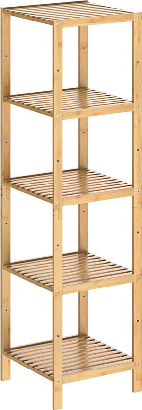 Casaria Staande badkamer/ woonkamer kast bamboe 140x33x33cm Tijdloos Hoogwaardige Kwaliteit