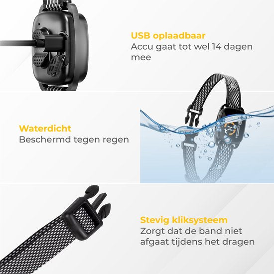 Nuvance Anti Blafband Digitaal - Anti Blaf Apparaat zonder Schok - Oplaadbaar - Blafband voor Honden & Puppy's - 6 Standen
