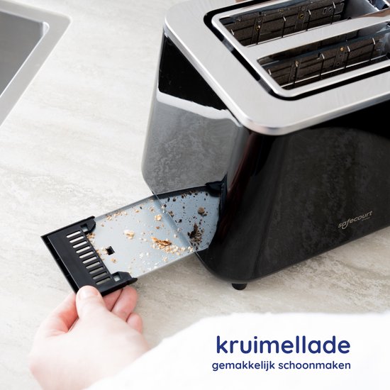 Safecourt Kitchen Broodrooster - Toaster - 6 Warmteniveaus - 2 Extra brede sleuven - 920W - Zwart