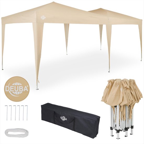 Deuba Partytent - Paviljoen - EasyUp - Opvouwbaar - Waterdicht - Met Draagtas - 600 x 300 x 200 cm - Crème