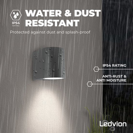 Ledvion - LED Wandlamp Antraciet - GU10 - IP54