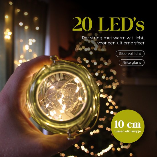Giftmas Lichtsnoeren - 6x2M LED Verlichting - Lampjes - Warm Wit – 72 uur brandtijd – Kerstversiering voor Binnen en Buiten - Kerstverlichting